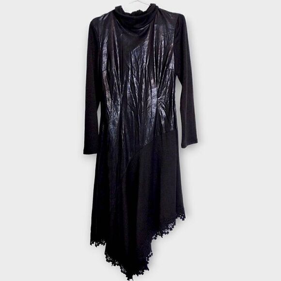 Love the Queen Womens Dress Sz‎ Small Black Leatherette Gothcore Witchycore Y2K - Picture 1 of 15